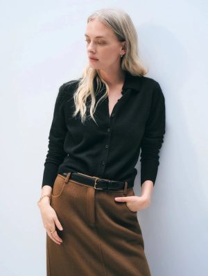 Cashmere Collard Cardigan Black